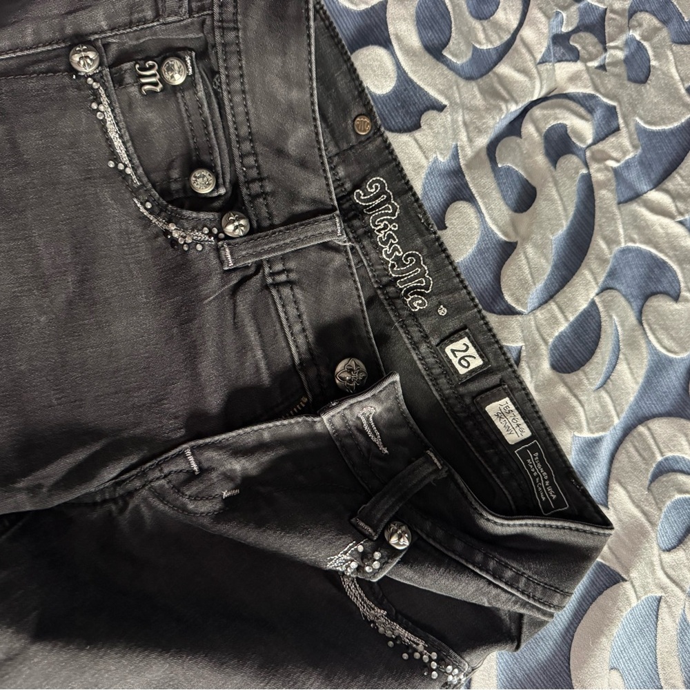 Miss Me Charcoal Embellished Skinny Jeans - Picture 4 of 6